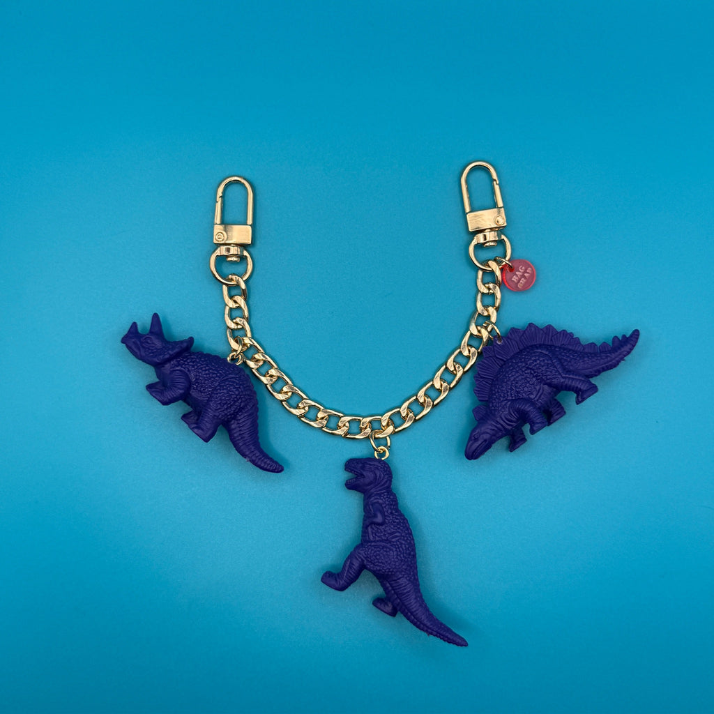 Green, Blue, and Purple Dinosaur Bag Gold Charm Chains: You Pick