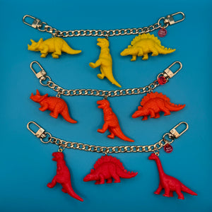 Red, Orange, and Yellow Dinosaur Gold   Chains: You Pick - vintage bag charm chains silver nostalgia vintage y2k vintage keychain vintage charms for bag nostalgia vintage keychains y2k collectible - Bag Crap