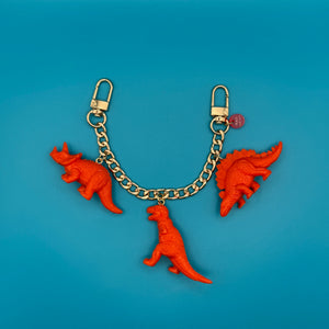 Red, Orange, and Yellow Dinosaur Gold   Chains: You Pick - vintage bag charm chains silver nostalgia vintage y2k vintage keychain vintage charms for bag nostalgia vintage keychains y2k collectible - Bag Crap