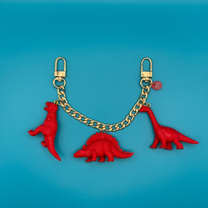 Red, Orange, and Yellow Dinosaur Gold   Chains: You Pick - vintage bag charm chains silver nostalgia vintage y2k vintage keychain vintage charms for bag nostalgia vintage keychains y2k collectible - Bag Crap