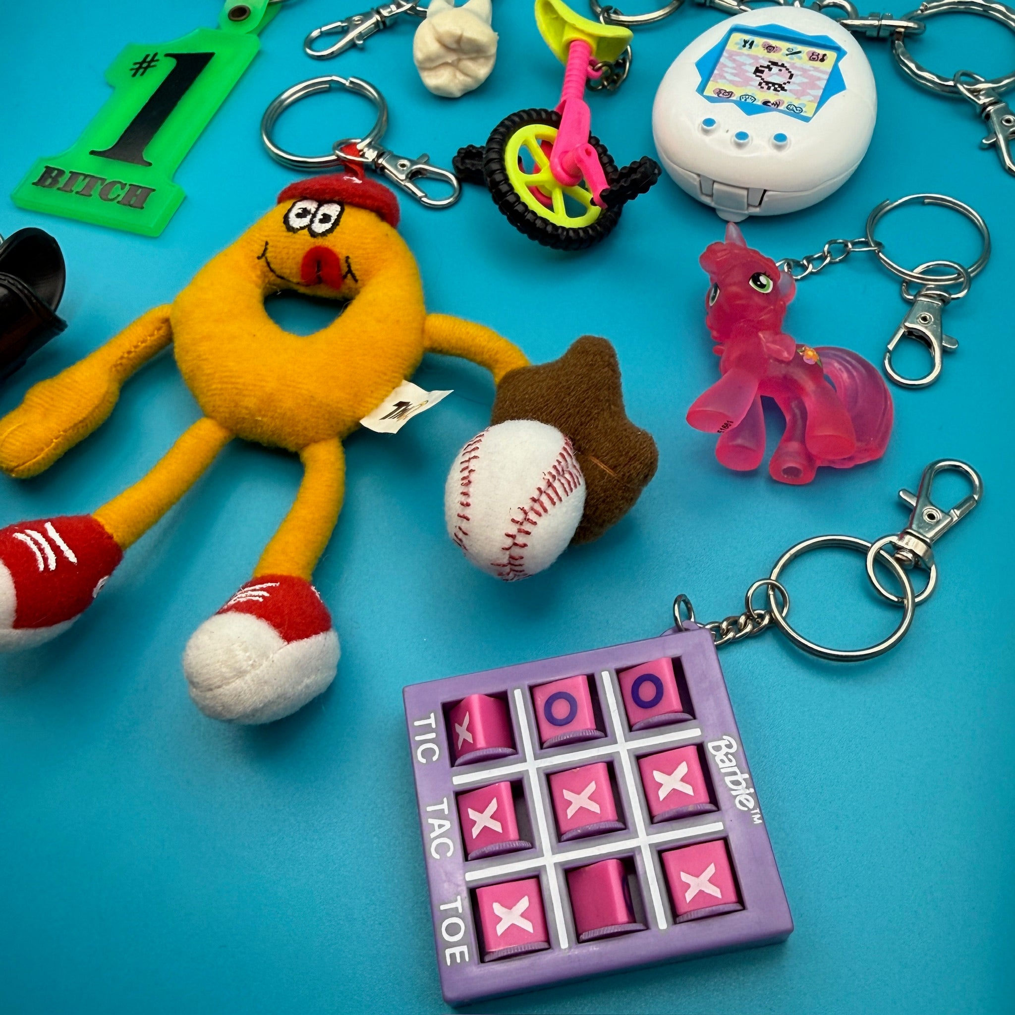 1980s-   s &  s: Rollerblade, SpaghettiOs - barbie doll toy pink rare vintage keychain vintage charms for bag nostalgia vintage keychains y2k collectible - Bag Crap
