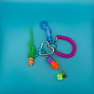 Mini Green Troll  and  Pack - vintage bag charm packs nostalgia vintage y2k vintage keychain vintage charms for bag nostalgia vintage keychains y2k collectible - Bag Crap