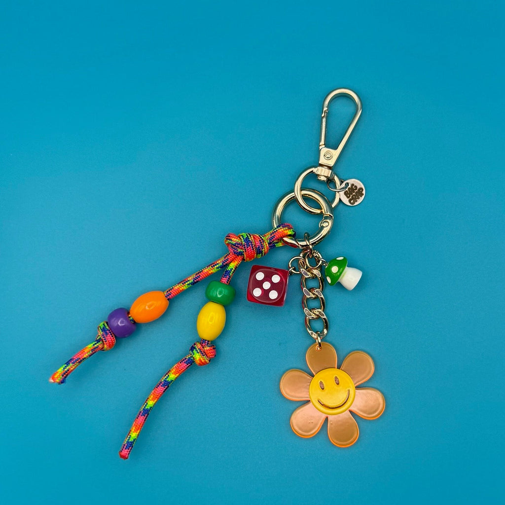 Retro Flower Power Beaded Paracord Bag Charm Pack