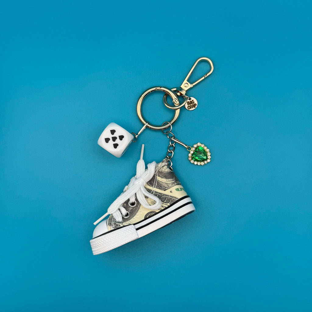 Vintage Green Heart and Money Sneaker Bag Charm