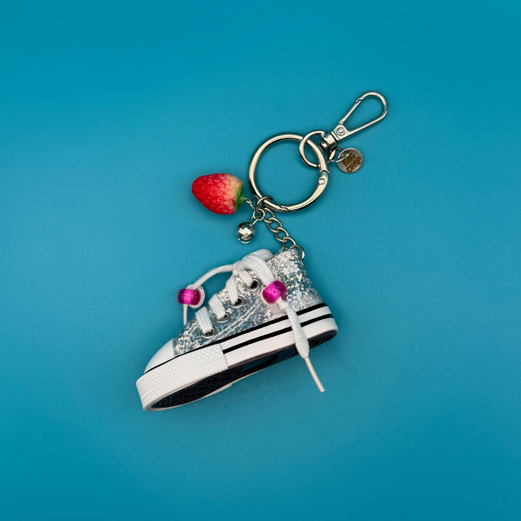 Vintage Silver Strawberry Disco Sneaker Bag Charm