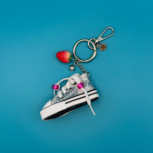 Silver Strawberry Disco Sneaker -  vintage keychain vintage charms for bag nostalgia vintage keychains y2k collectible - Bag Crap