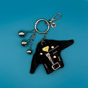 Faux Leather Moto Jacket and Disco Balls -  vintage keychain vintage charms for bag nostalgia vintage keychains y2k collectible - Bag Crap