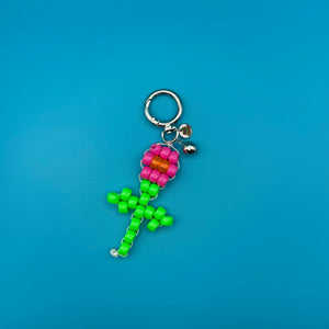 Pink Flower Bead Buddy - beads camping fun colorful handmade vintage keychain vintage charms for bag nostalgia vintage keychains y2k collectible - Bag Crap