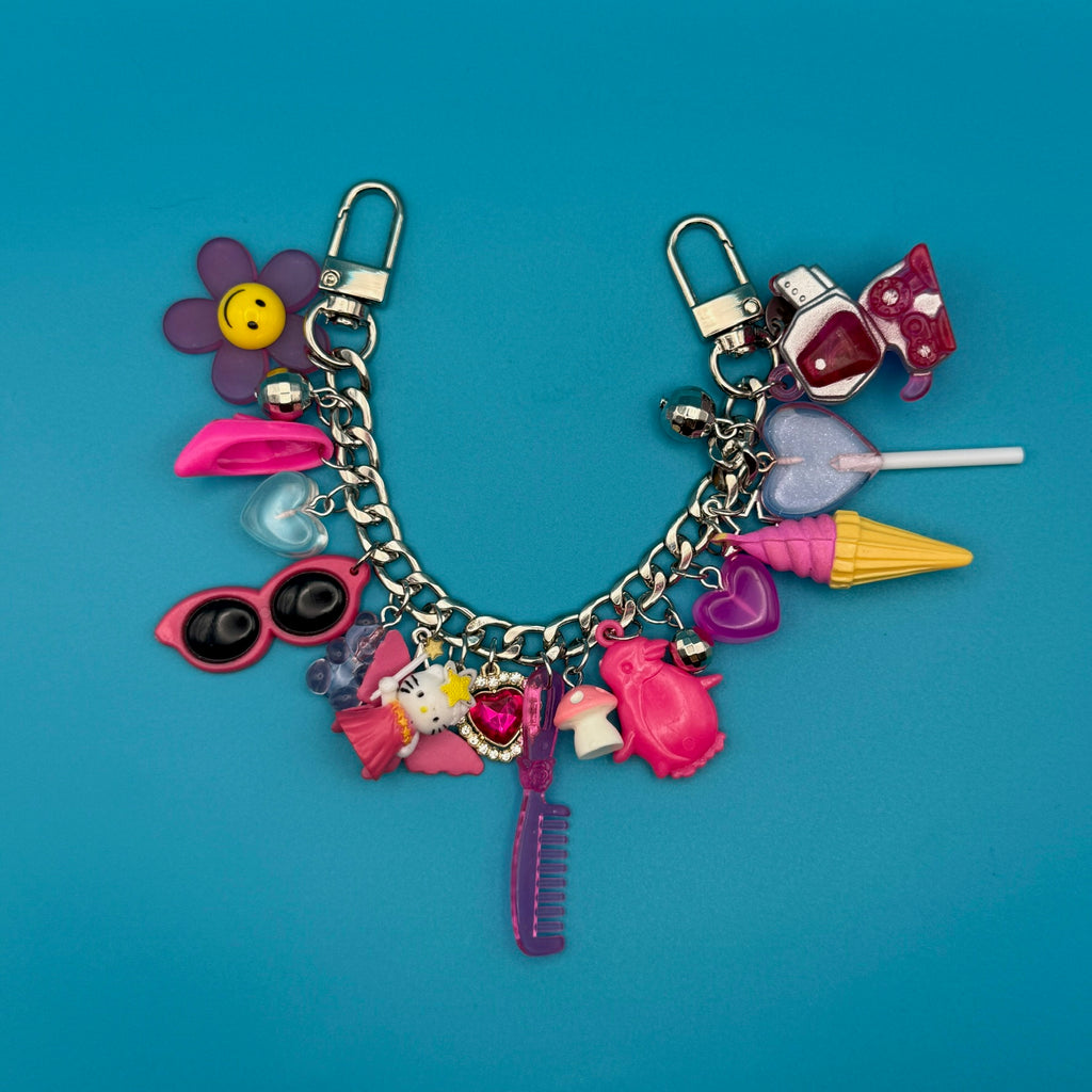 One-of-one Vintage Y2K Bag Charm Chain — Hot Pink