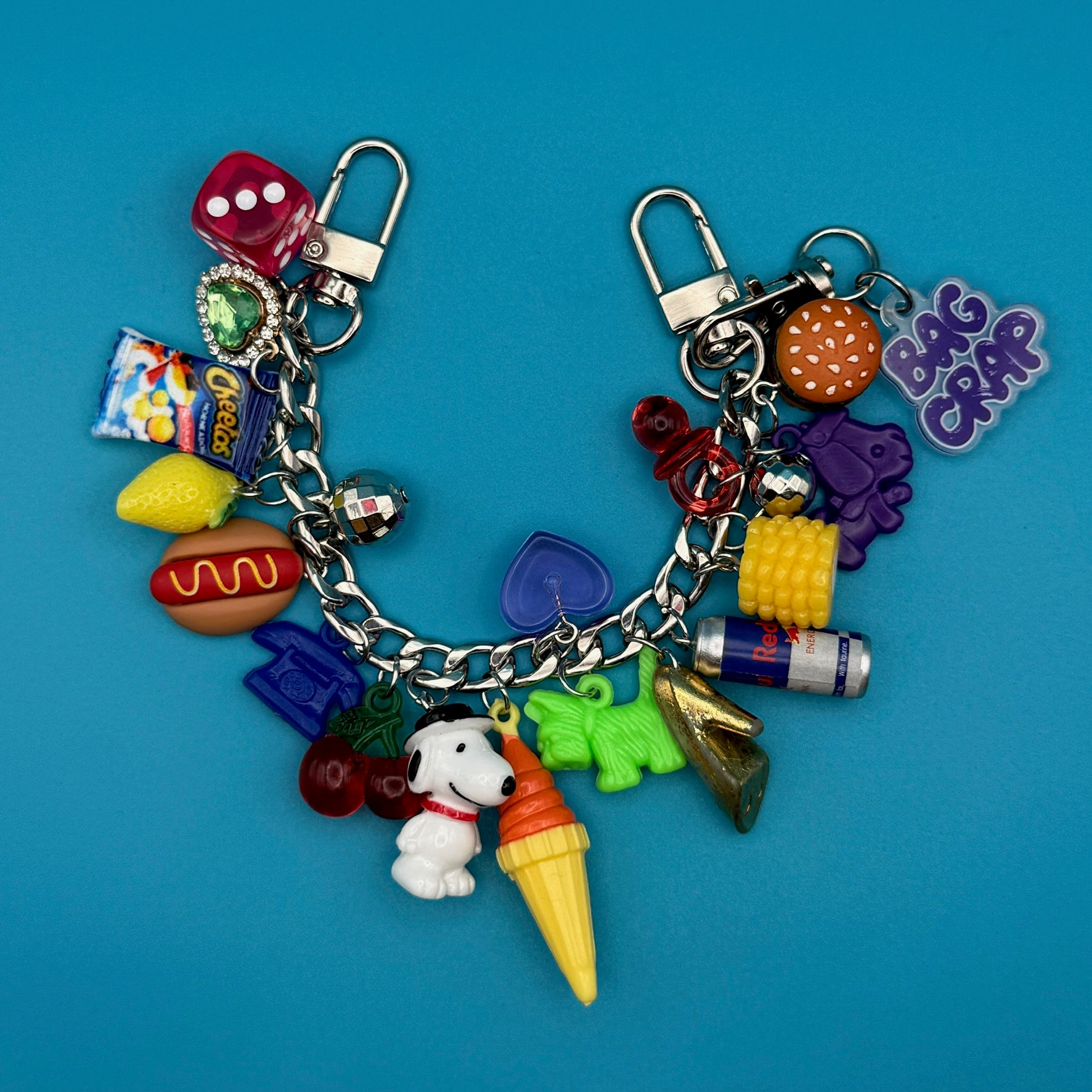 One-of-one 90s Retro   Chain — Snoopy, Cheetos, Red Bull - snoopy rar peanuts vintage keychain vintage charms for bag nostalgia vintage keychains y2k collectible - Bag Crap