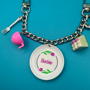 One-of-one  90s Barbie Tea Party   Chain - barbie doll toy pink rare vintage keychain vintage charms for bag nostalgia vintage keychains y2k collectible - Bag Crap