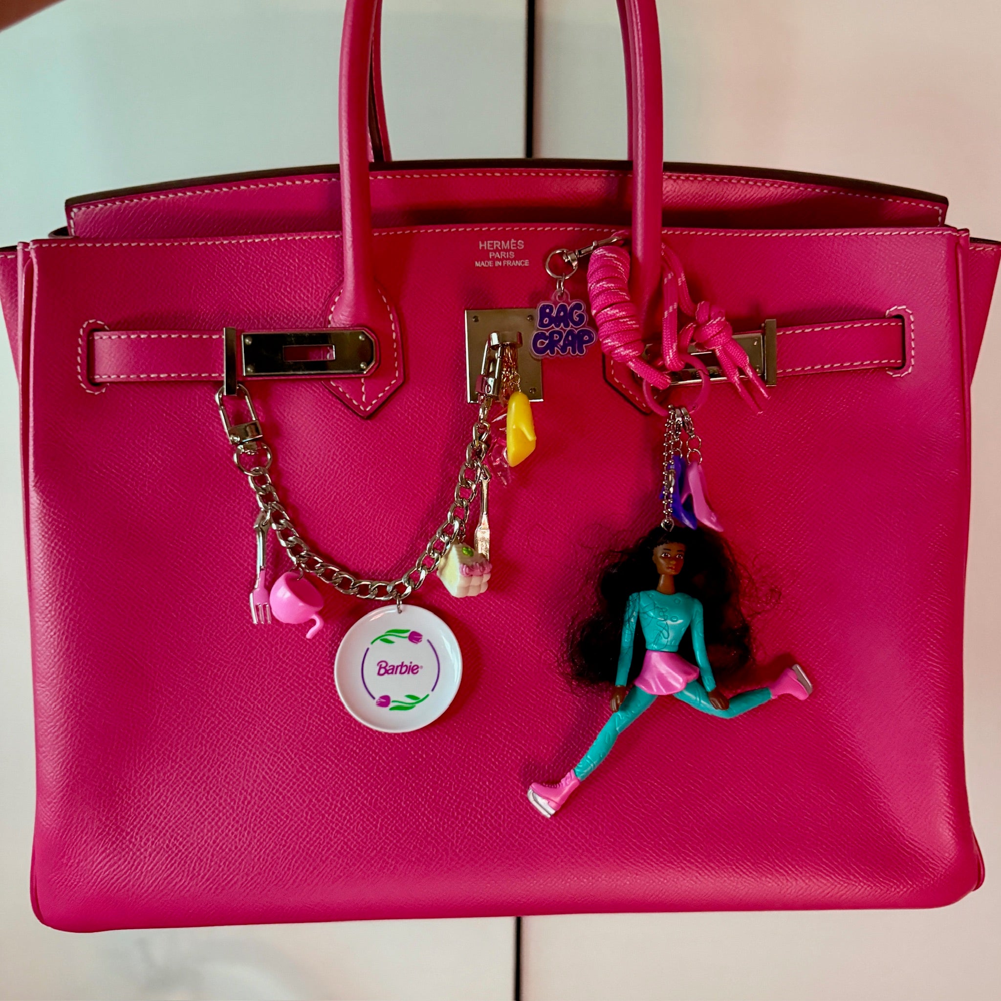 One-of-one  90s Barbie Tea Party   Chain - barbie doll toy pink rare vintage keychain vintage charms for bag nostalgia vintage keychains y2k collectible - Bag Crap