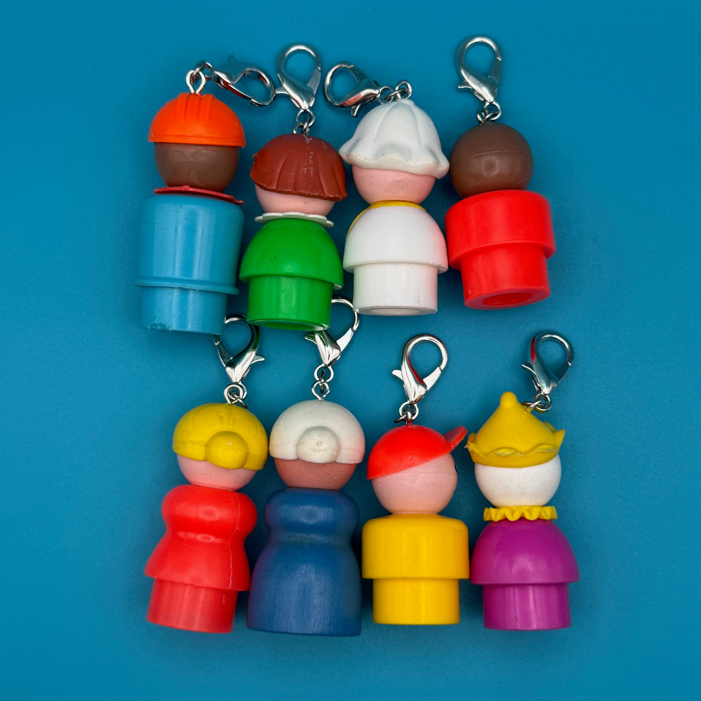Vintage 70s-80s Fisher Price Bag Charms —  Rare Characters