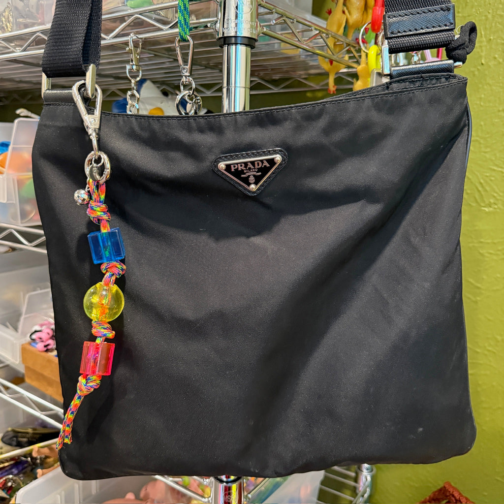 Rainbow Clear Bead Totem Charm, Silver