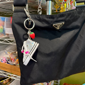 Silver Strawberry Disco Sneaker -  vintage keychain vintage charms for bag nostalgia vintage keychains y2k collectible - Bag Crap