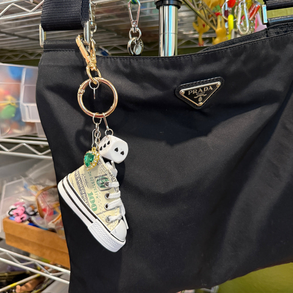 Vintage Green Heart and Money Sneaker Bag Charm