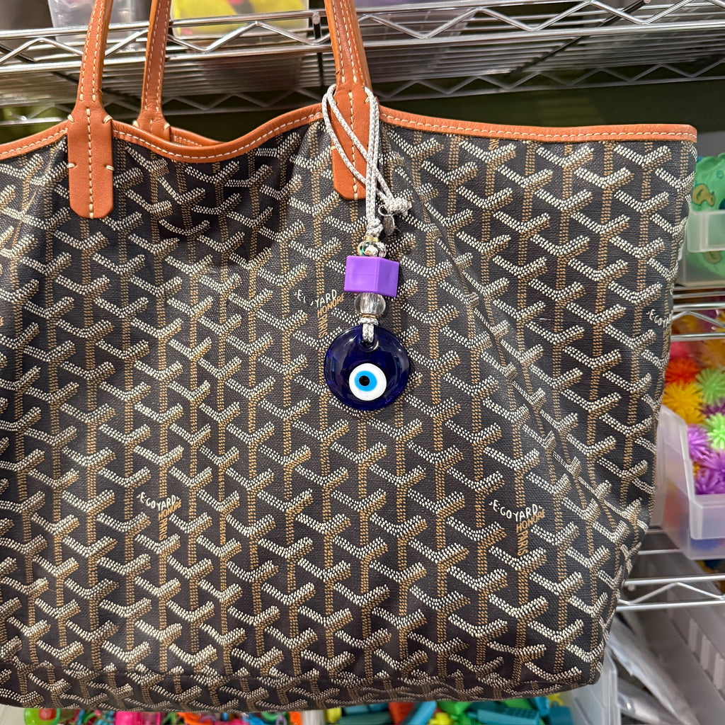 Glass Evil Eye with Beaded Paracord Bag Charm