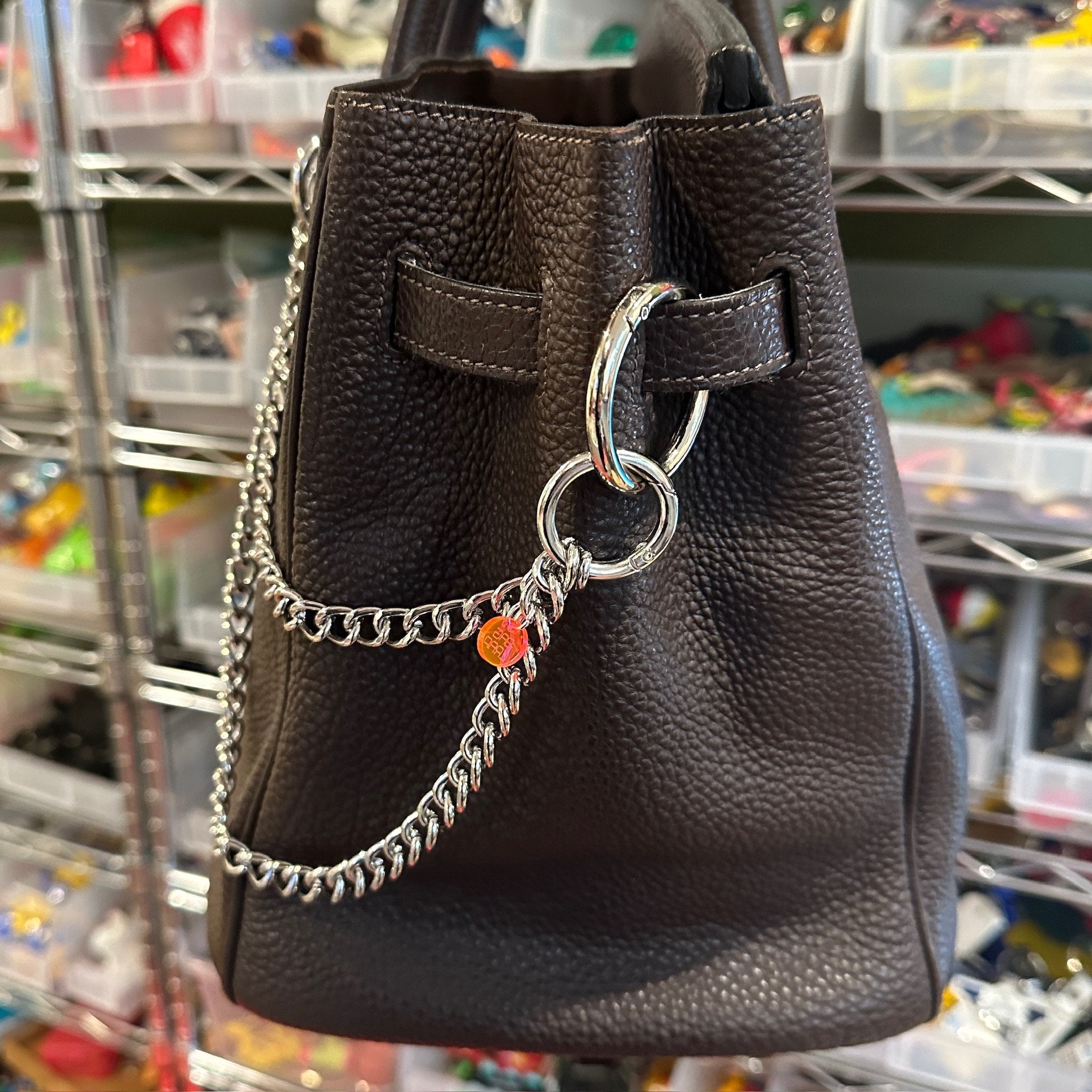 Double Duty Silver   Chain: 10-15' - clips carabiners charms keychains bag designer vintage keychain vintage charms for bag nostalgia vintage keychains y2k collectible - Bag Crap