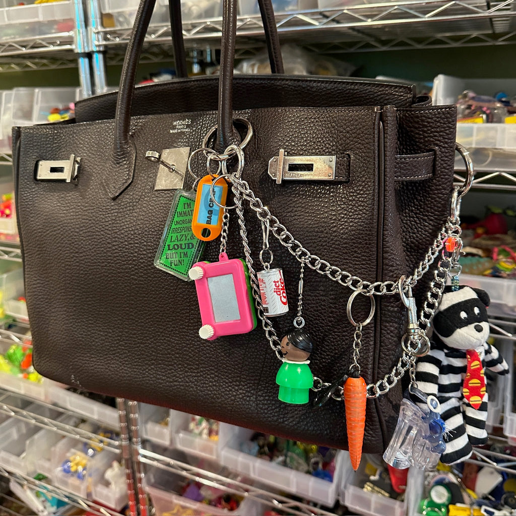 Double Duty Silver Metal Bag Charm Keyring Chains