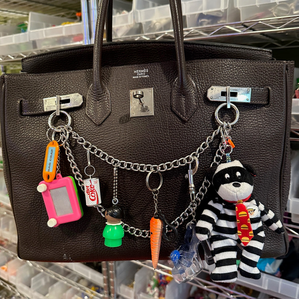 Double Duty Silver Metal Bag Charm Keyring Chains