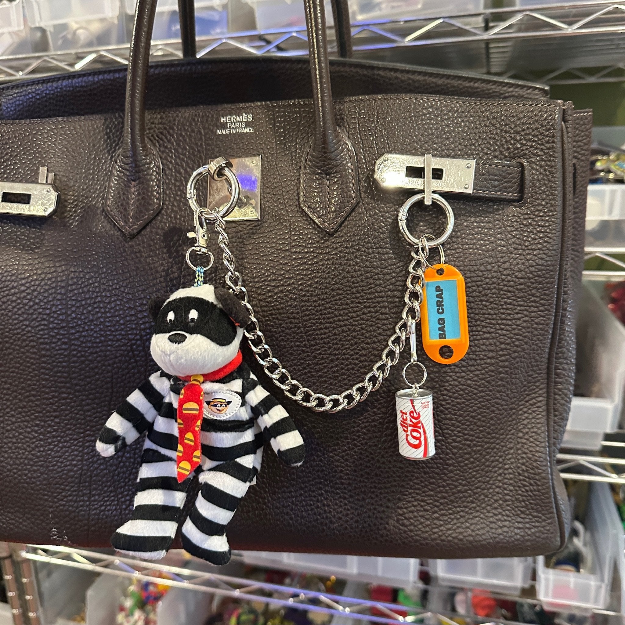 Double Duty Silver   Chain: 10-15' - clips carabiners charms keychains bag designer vintage keychain vintage charms for bag nostalgia vintage keychains y2k collectible - Bag Crap