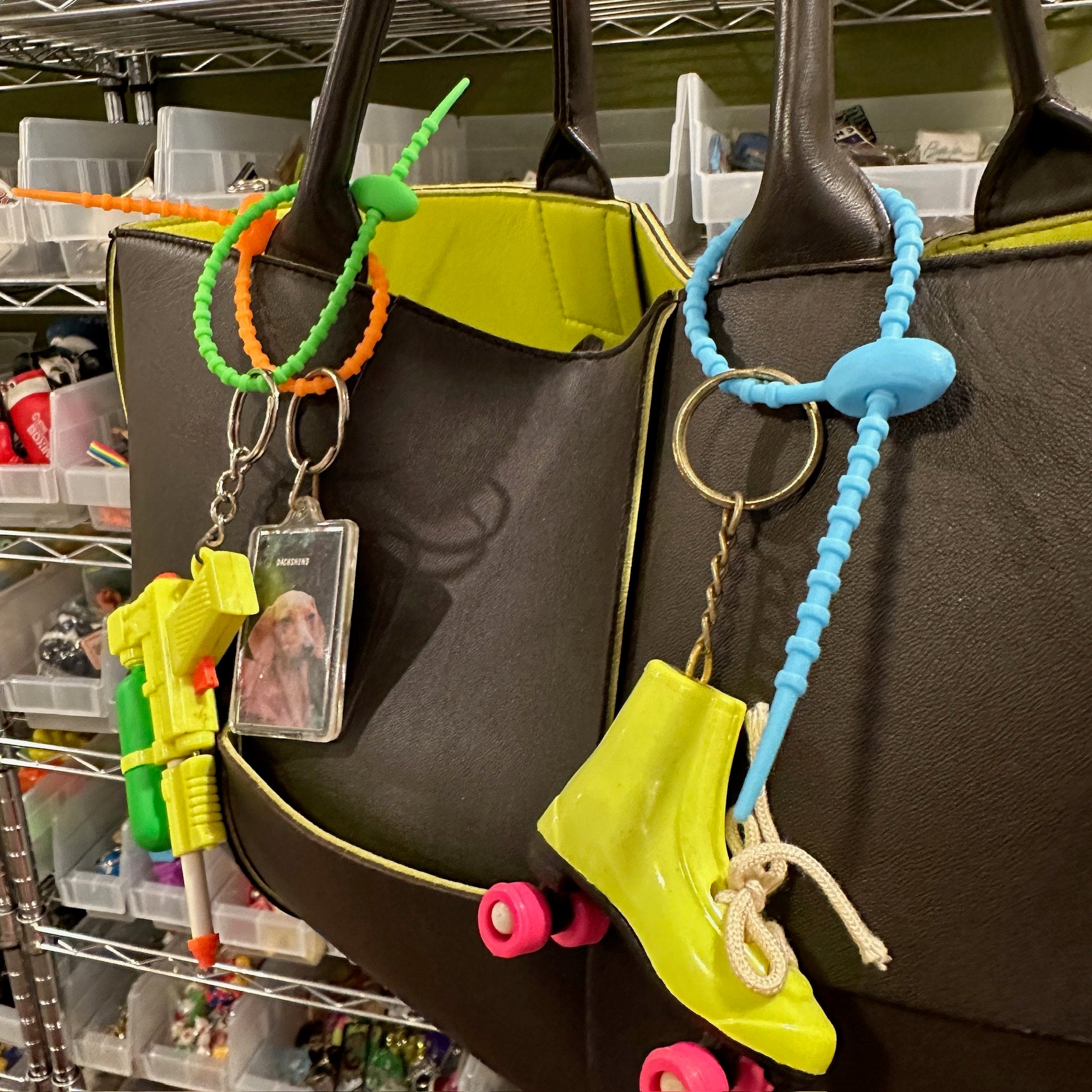 Rubber Zip Tie    Attachments: Primary Colors - clips carabiners charms keychains bag designer vintage keychain vintage charms for bag nostalgia vintage keychains y2k collectible - Bag Crap
