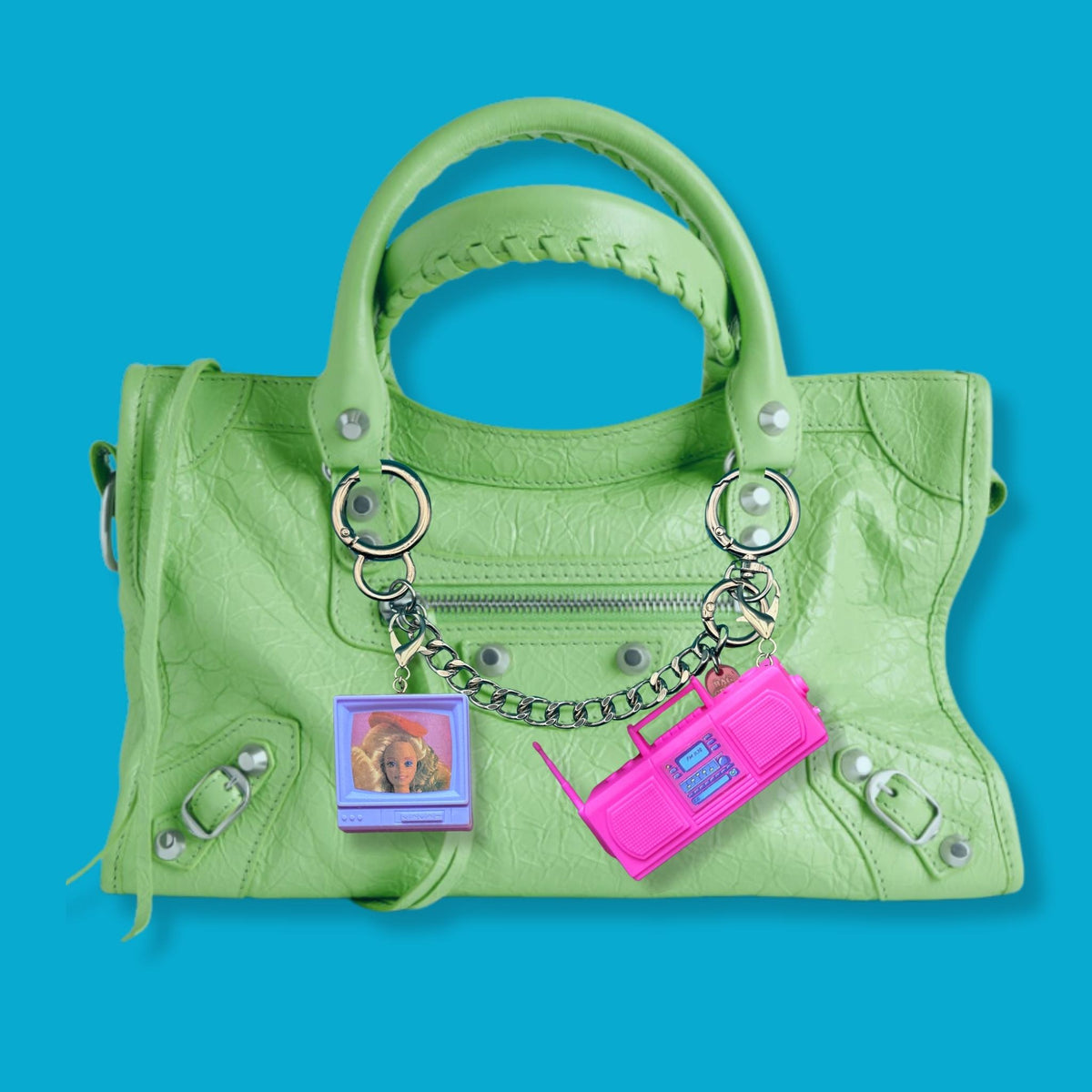 Vintage 90s Barbie Appliances & Wind-Up Toy Bag Charms