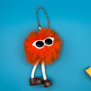 Orange Pom Pom Walking Weirdo -  vintage keychain vintage charms for bag nostalgia vintage keychains y2k collectible - Bag Crap