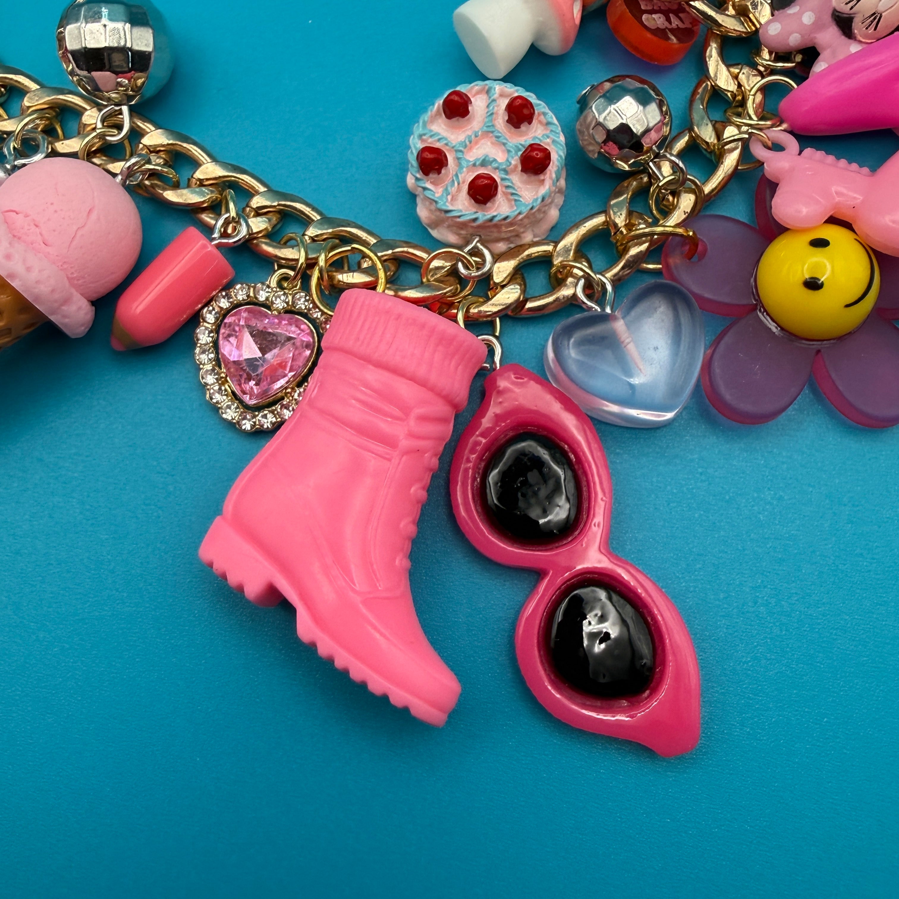 1:1  Classic Barbie   Chain — Pink & Gold Stack - barbie doll toy pink rare vintage keychain vintage charms for bag nostalgia vintage keychains y2k collectible - Bag Crap