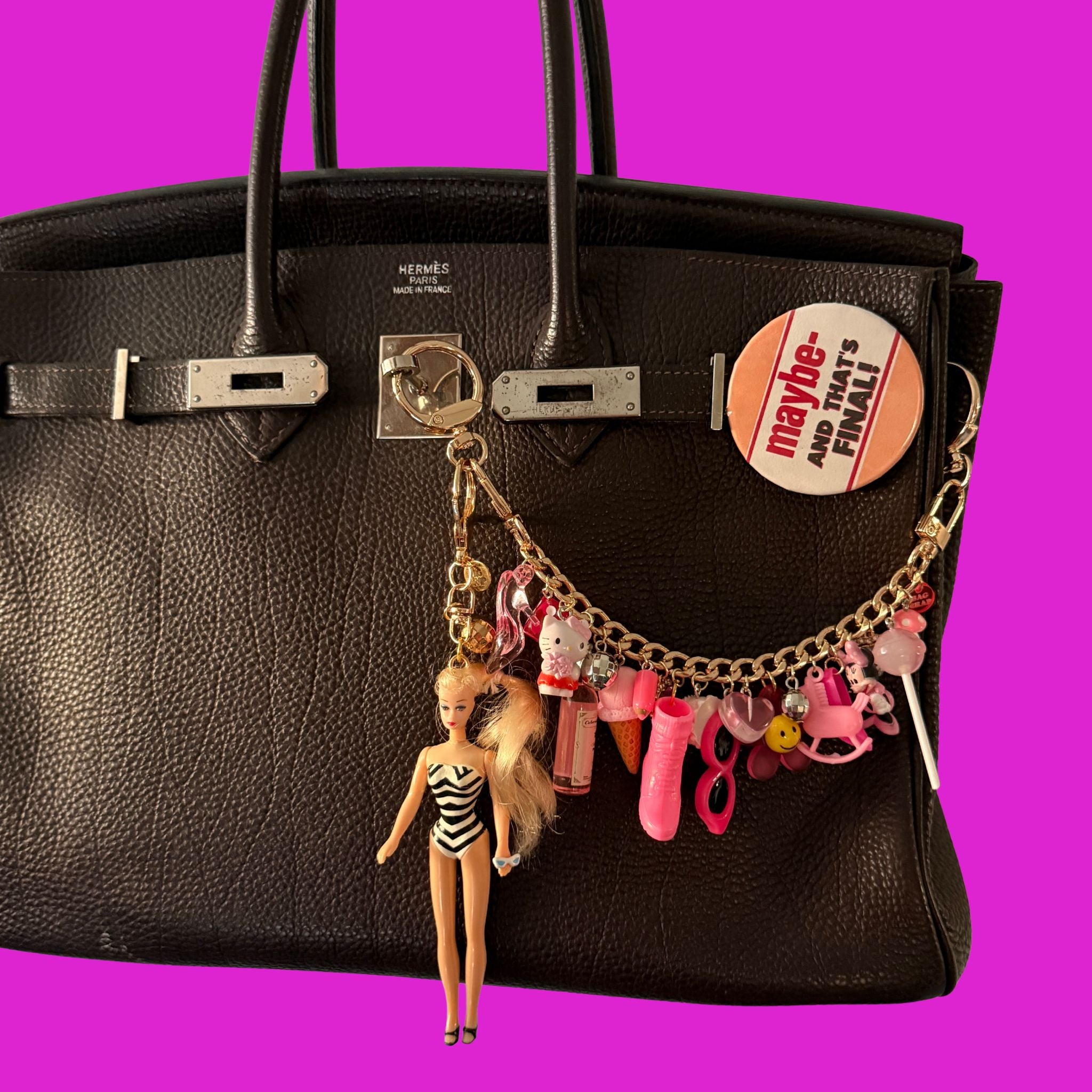 1:1  Classic Barbie   Chain — Pink & Gold Stack - barbie doll toy pink rare vintage keychain vintage charms for bag nostalgia vintage keychains y2k collectible - Bag Crap