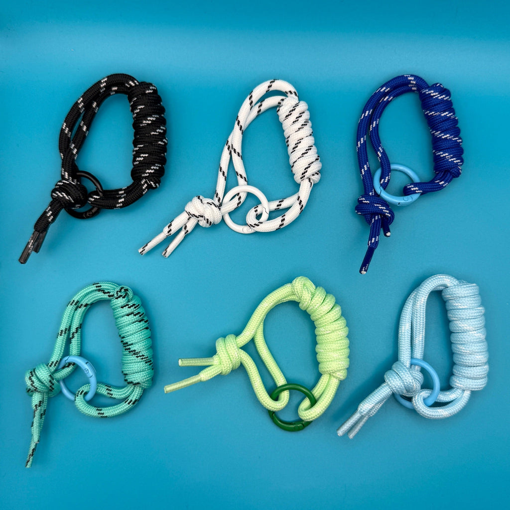 Paracord Bag Charms — Blue, Black, White