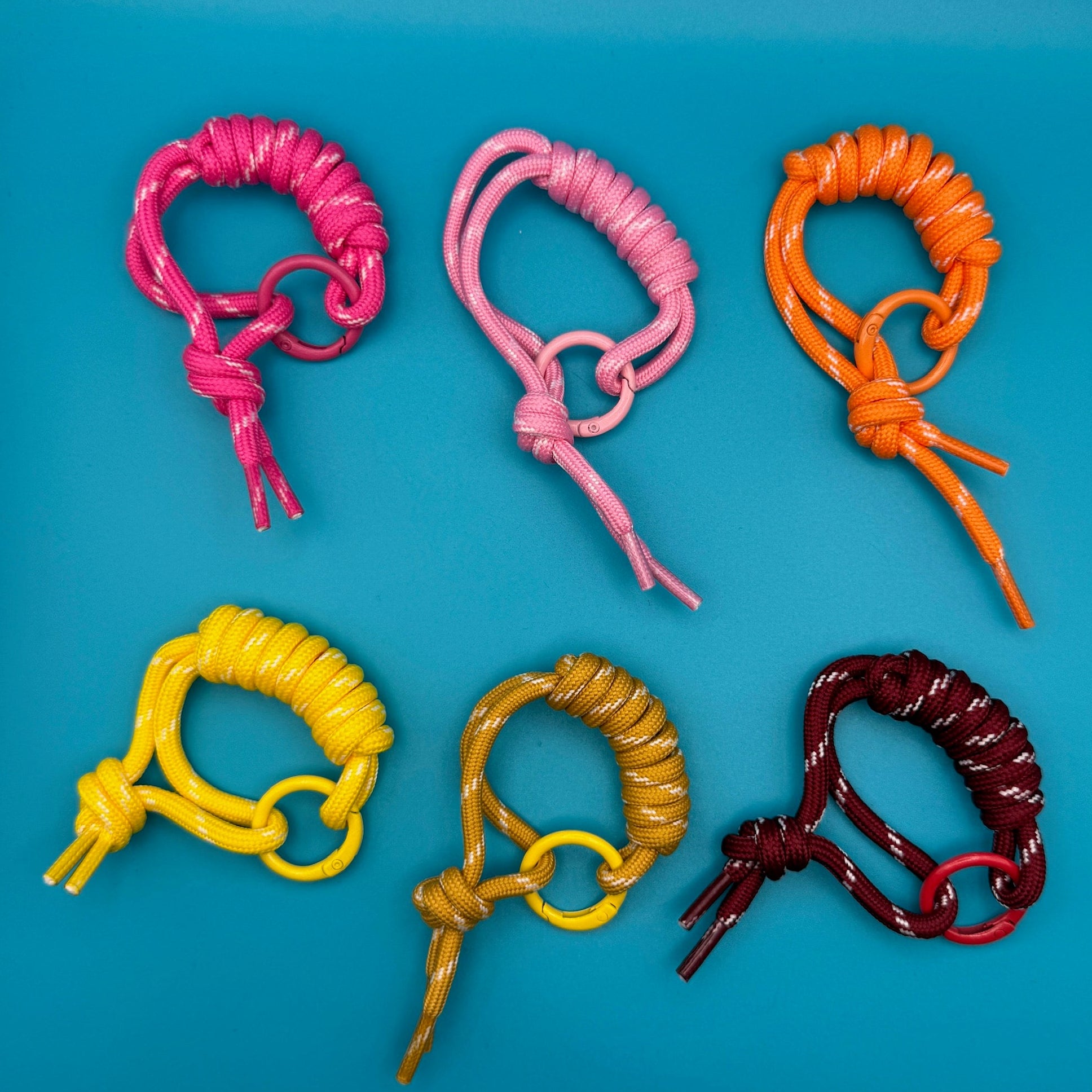 Paracord   Handle Attachments — Pink, Yellow, Orange - clips carabiners charms keychains bag designer vintage keychain vintage charms for bag nostalgia vintage keychains y2k collectible - Bag Crap