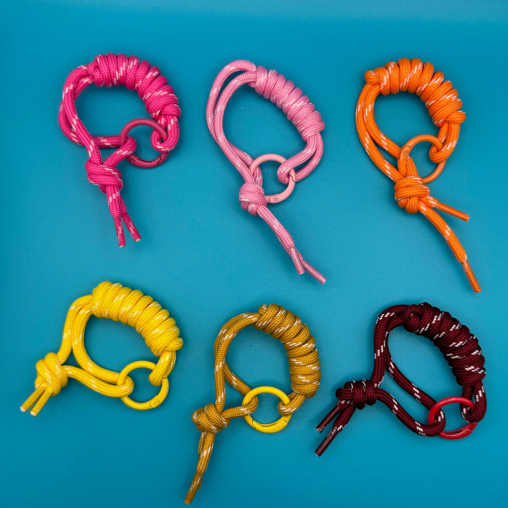Paracord Bag Charm Handle Attachments — Pink, Yellow, Orange