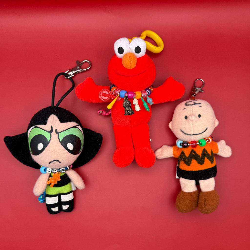 Vintage Charm Necklace Cartoon Character Plush Bag Charms