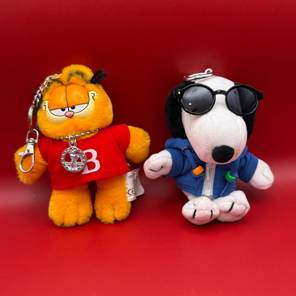 Vintage Garfield and Snoopy Plush Bag Charms