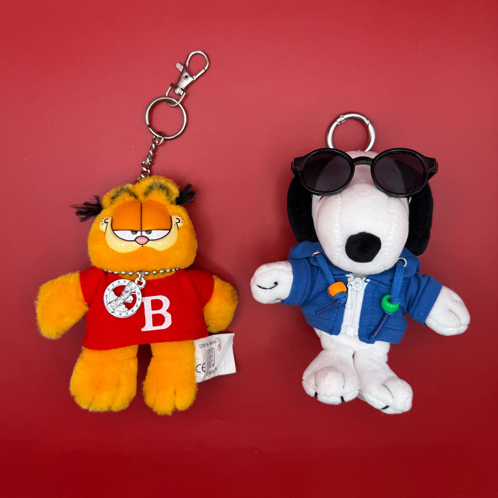 Vintage Garfield and Snoopy Plush Bag Charms