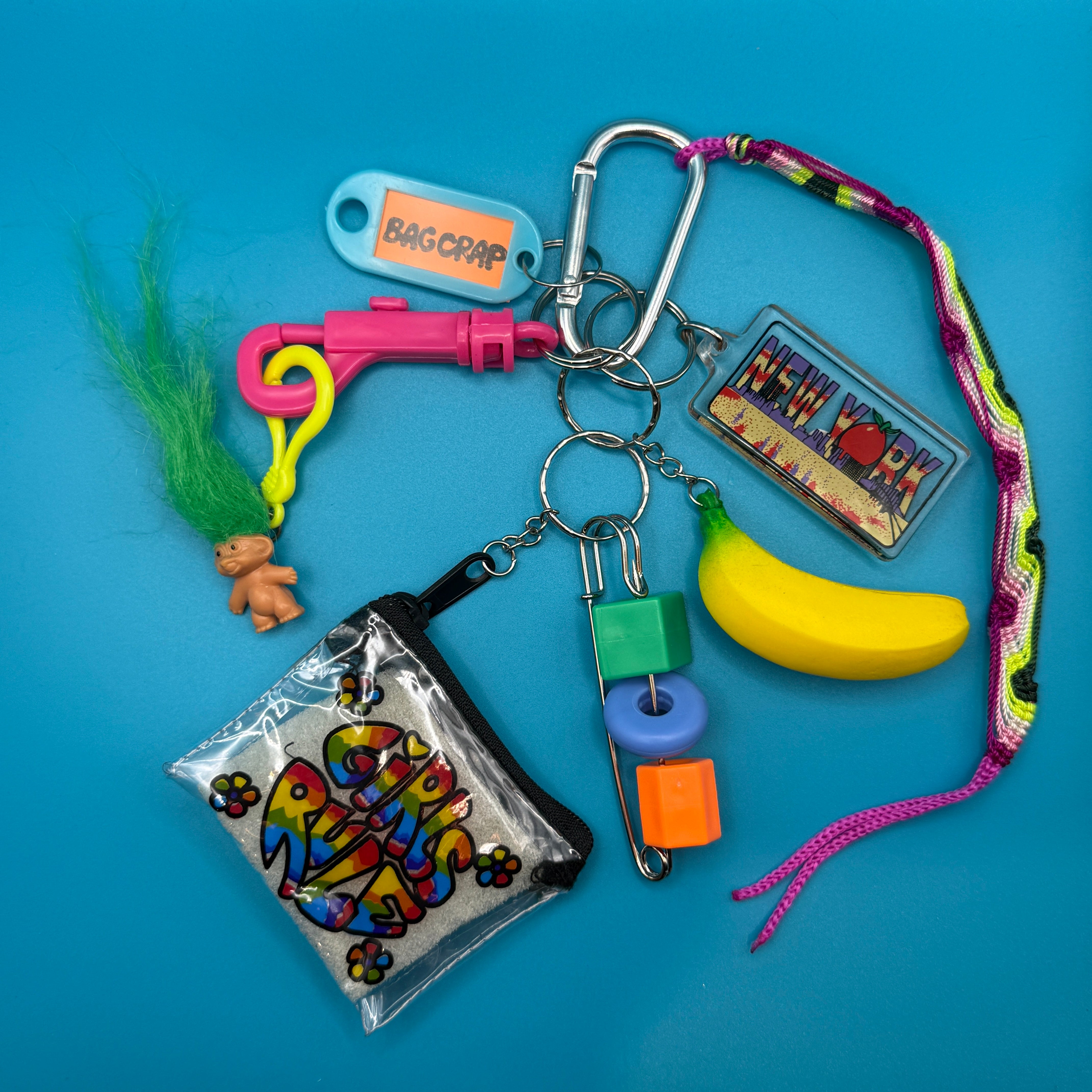 'Girls Rule' Banana   &   Pack: You Pick - vintage bag charm packs nostalgia vintage y2k vintage keychain vintage charms for bag nostalgia vintage keychains y2k collectible - Bag Crap