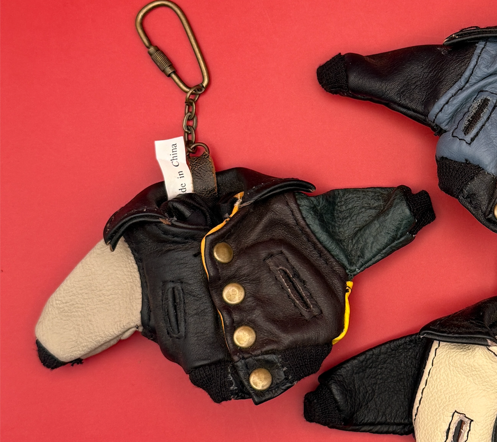 Vintage 90's Color Block Faux Leather Bomber Jacket Keychains