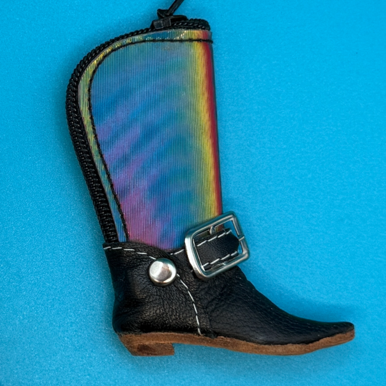 Vintage Holographic Coin Pouch Boot Keychains