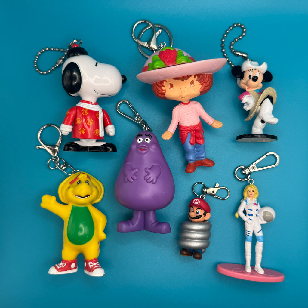 Vintage 1990s Classic Cartoon Character Toy Bag Charms & Keychains