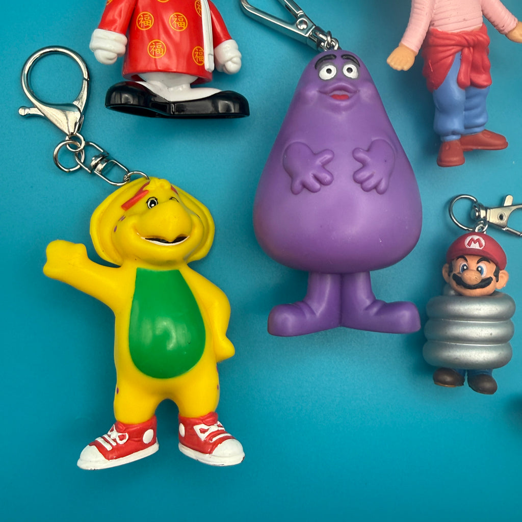 Vintage 1990s Classic Cartoon Character Toy Bag Charms & Keychains