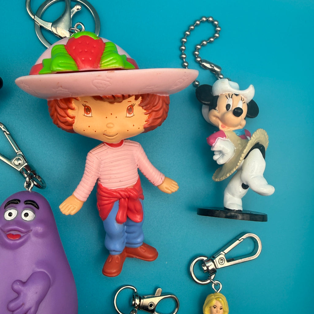 Vintage 1990s Classic Cartoon Character Toy Bag Charms & Keychains