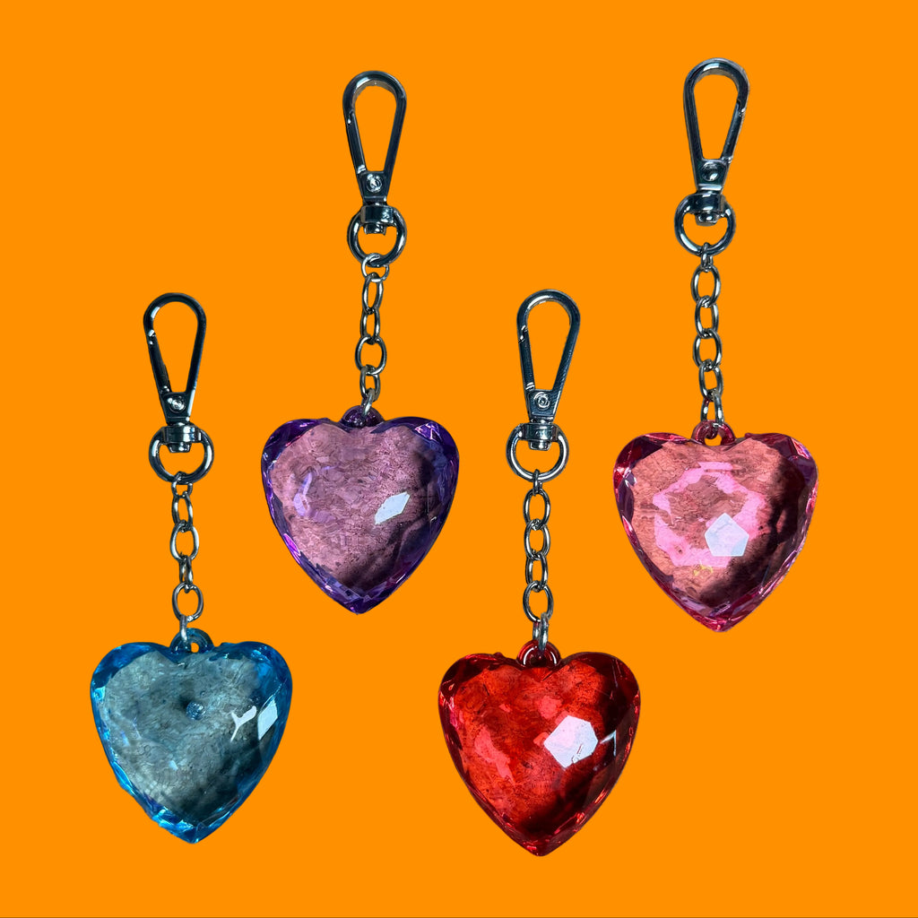 Vintage Colorful Resin Heart Keychains: You Pick