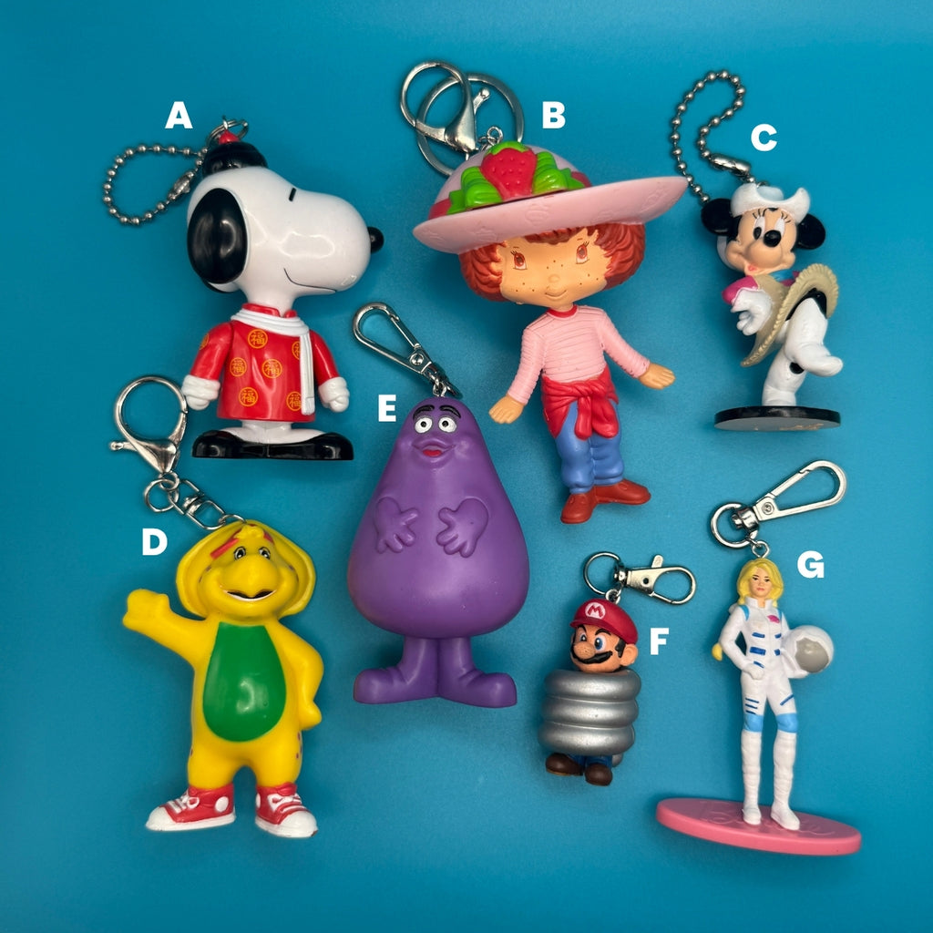Vintage 1990s Classic Cartoon Character Toy Bag Charms & Keychains