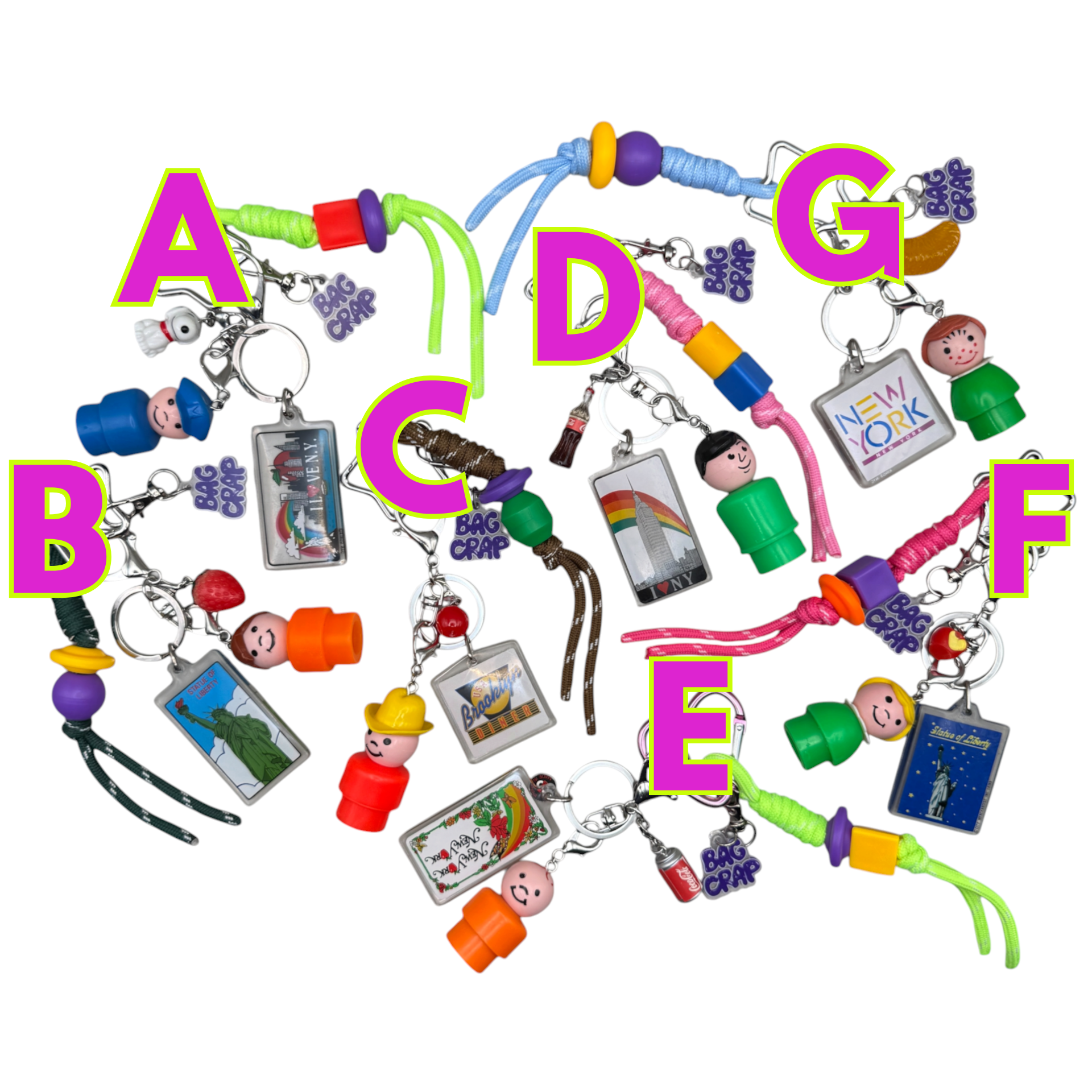 BAG CRAP  Fisher Price NYC Souvenir  Sets - vintage bag charm packs nostalgia vintage y2k vintage keychain vintage charms for bag nostalgia vintage keychains y2k collectible - Bag Crap