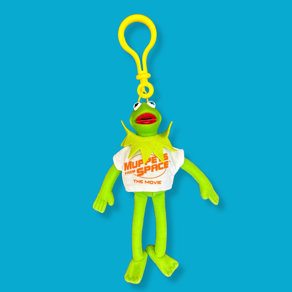 Vintage 90s Kermit The Frog Muppets In Space Plush Bag Charm Keychain— RARE