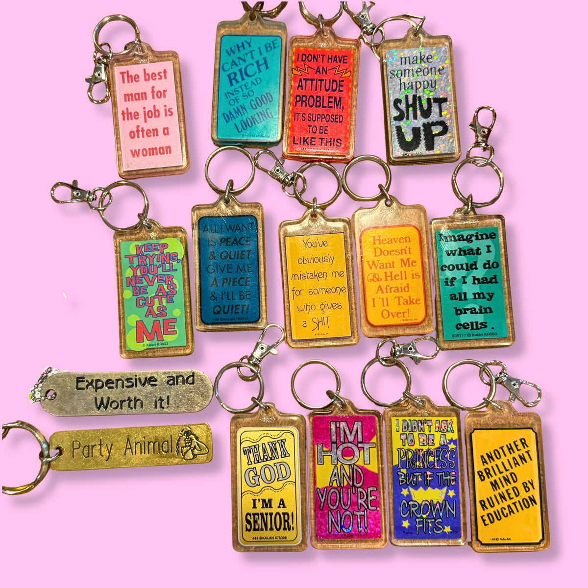 Novelty Funny Phrase s: You Pick -  vintage keychain vintage charms for bag nostalgia vintage keychains y2k collectible - Bag Crap