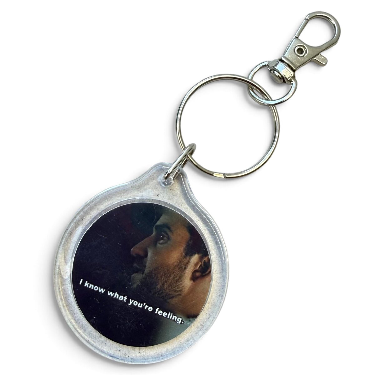Nathan fielder you can see everything movie keychain featuring the iconic quote "No, you don't" and Billy on the back. Handcrafted in Dallas, TX paying homage to the best movie of the year. 