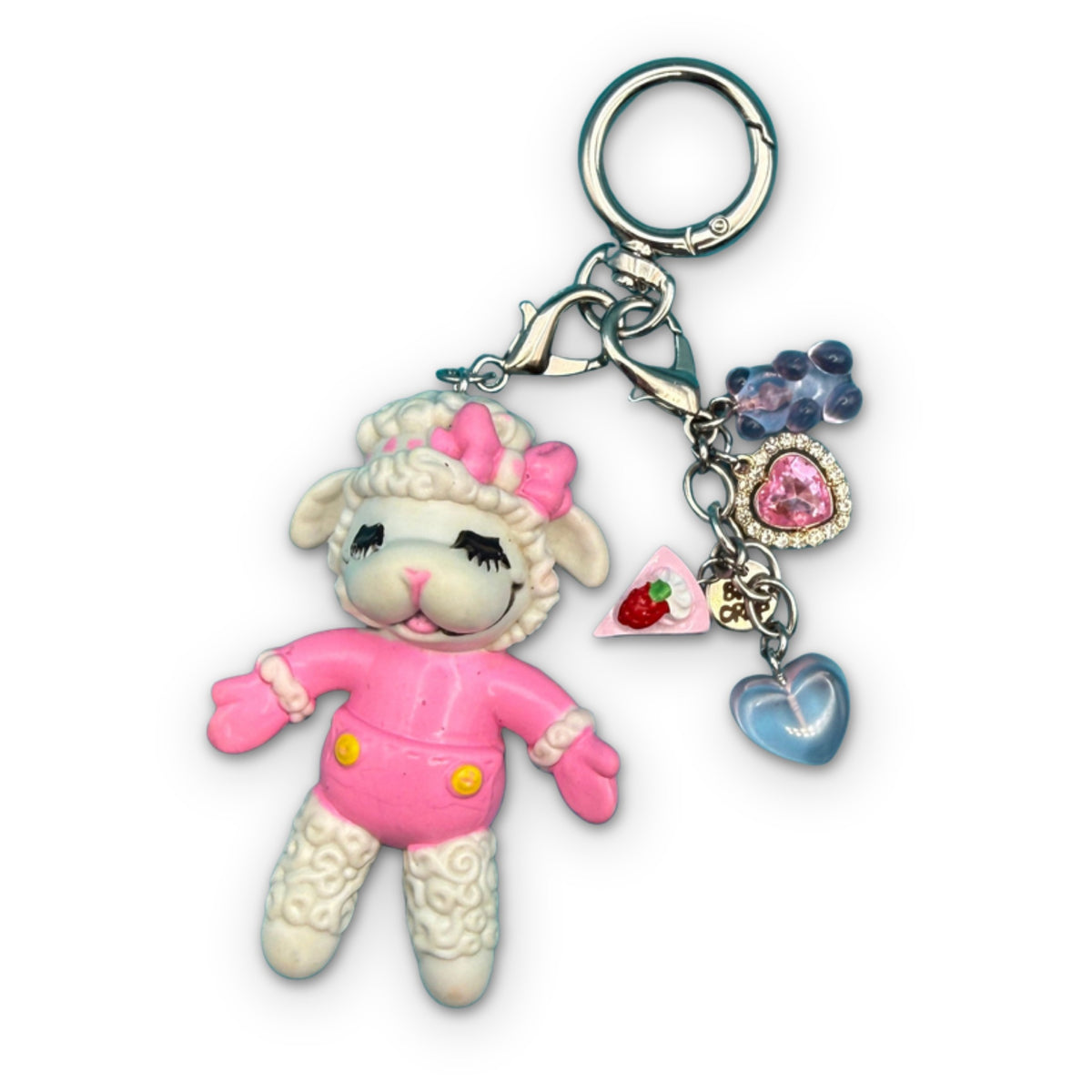 1:1 Vintage 90s Cartoon Bag Charm Pack: Lamb Chop on a white background
