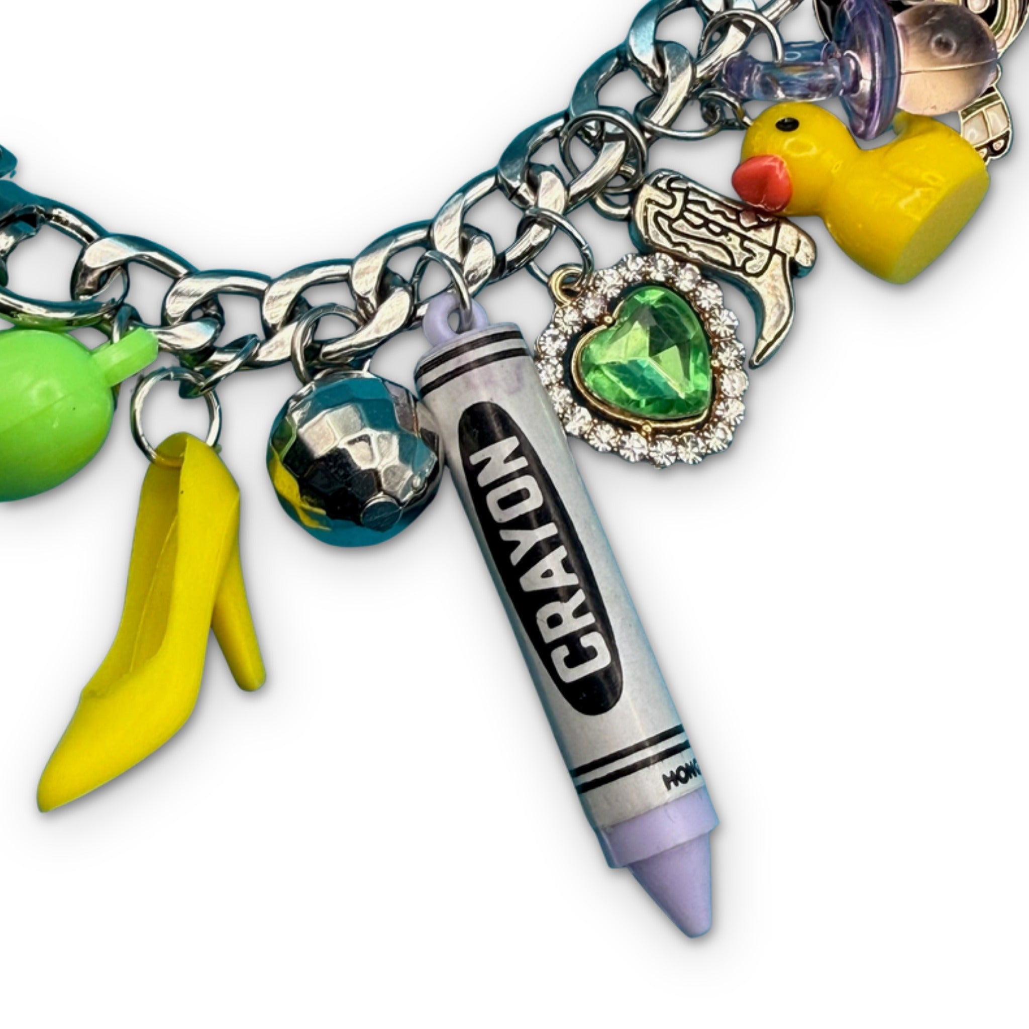 1:1 Pastel Purple & Green Trinket  Chain - vintage bag charm chains silver nostalgia vintage y2k vintage keychain vintage charms for bag nostalgia vintage keychains y2k collectible - Bag Crap